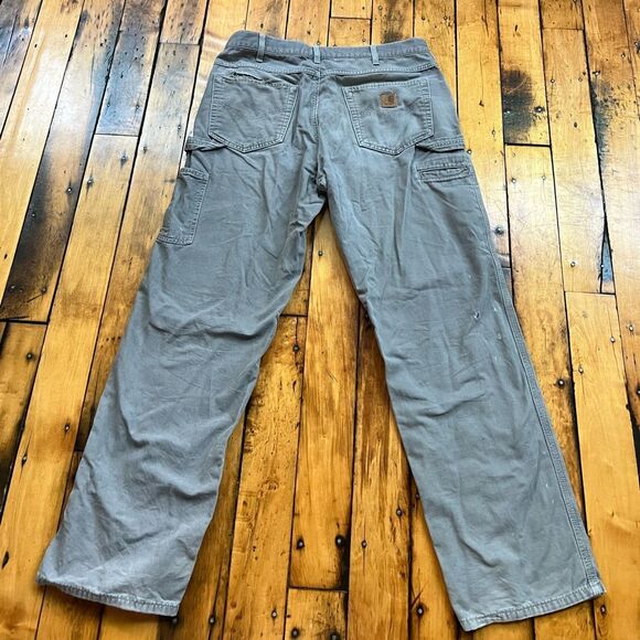 Carhartt Men’s 34x32 (Fits 33x31) Carpenter Pants Distressed Work Canvas Hole* - Picture 1 of 12